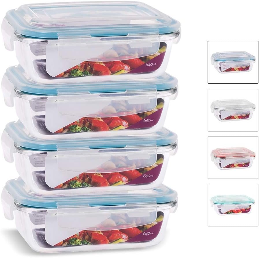 KIT 4 Potes de Vidro Retangular